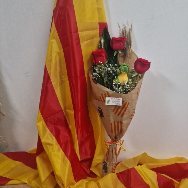 Ramo de 3 rosas para Sant Jordi con espiga y dragon