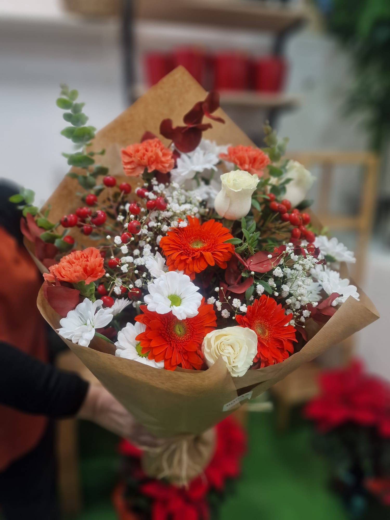 Ramo de Navidad con flores naturales en Badalona